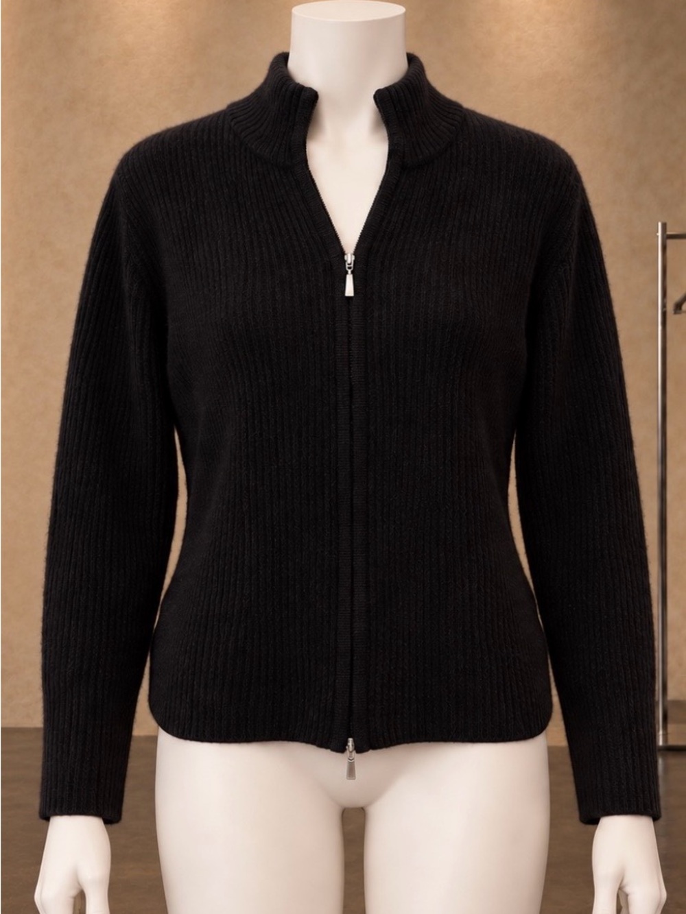 Magaschoni 100% Cashmere Full Zip Ribbed
Cardigan Sweater Size M - Made in Italy